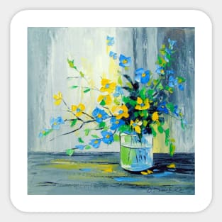 Bouquet of blue and yellow flowers Sticker